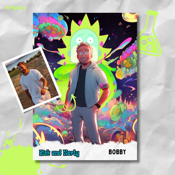 Personalized Cartoon Portrait | Rick & Morty